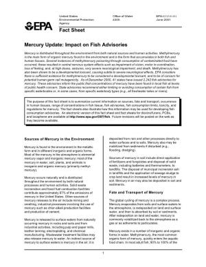 Fact Sheet Mercury Update: Impact on Fish Advisories