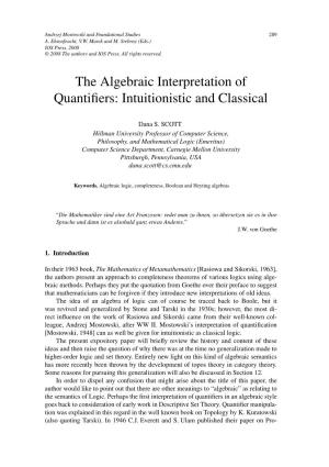 The Algebraic Interpretation of Quantifiers