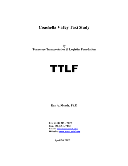 Coachella Valley Taxi Study