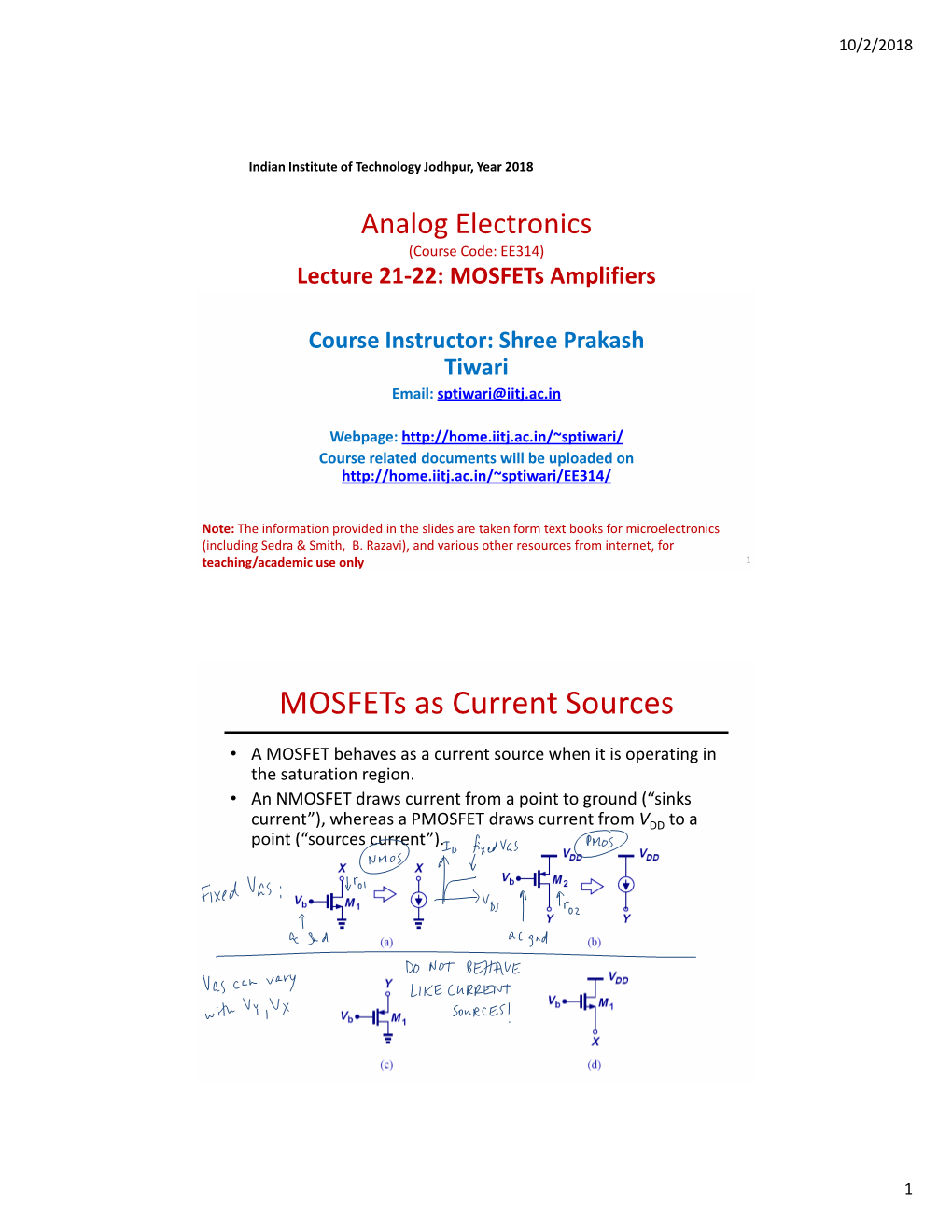 Mosfets As Current Sources