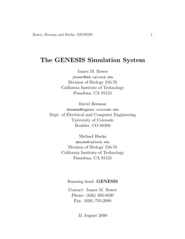 The GENESIS Simulation System