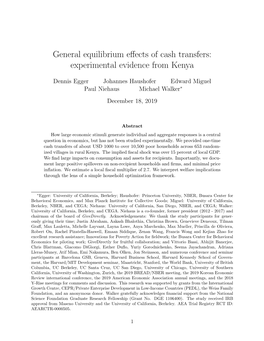 General Equilibrium Effects of Cash Transfers