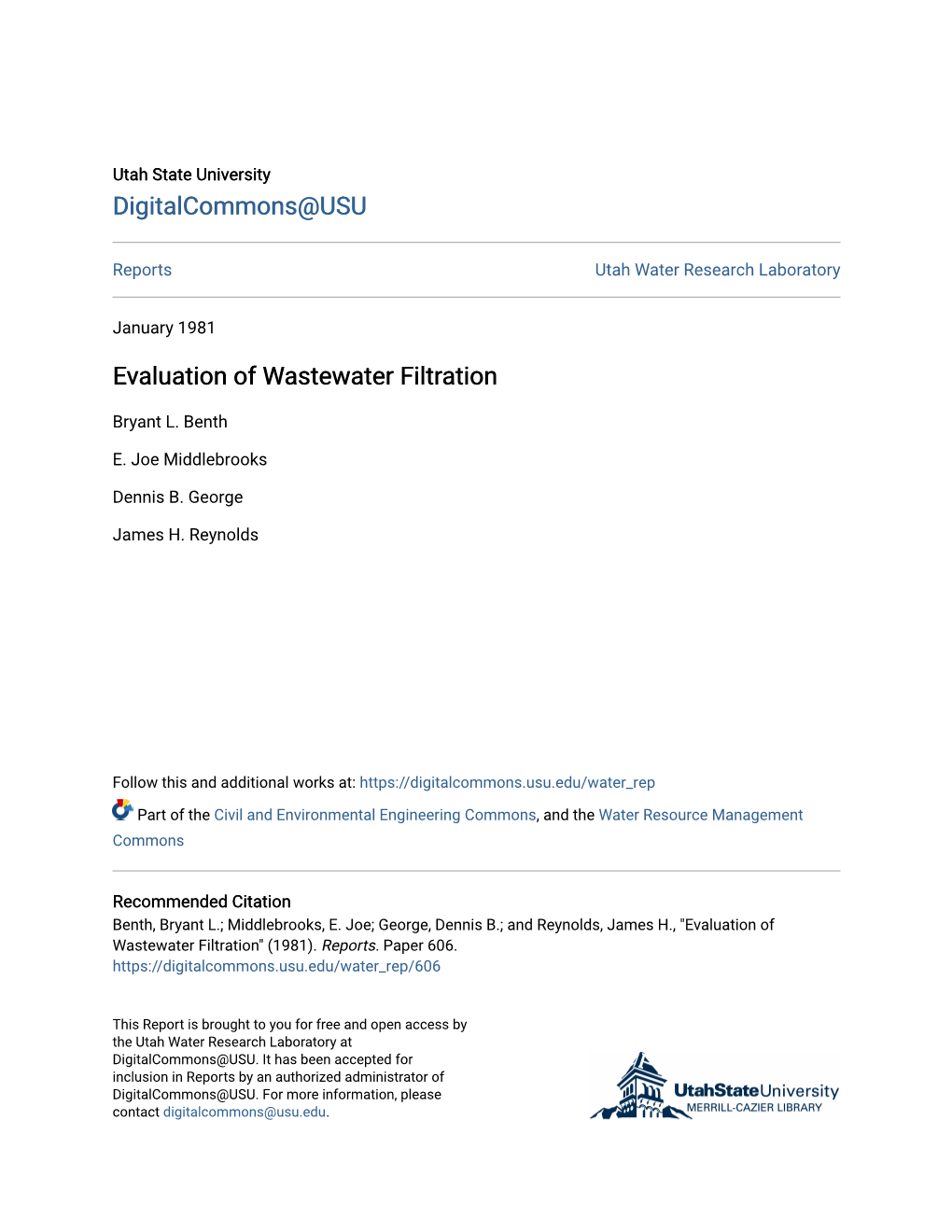 Evaluation of Wastewater Filtration
