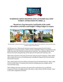 Warwick Castle Reopens and Launches All-New Family Attraction on April 12