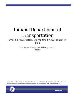 Indiana Department of Transportation 2011 Self-Evaluation and Updated ADA Transition Plan
