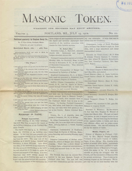 Masonic Token: July 15, 1912