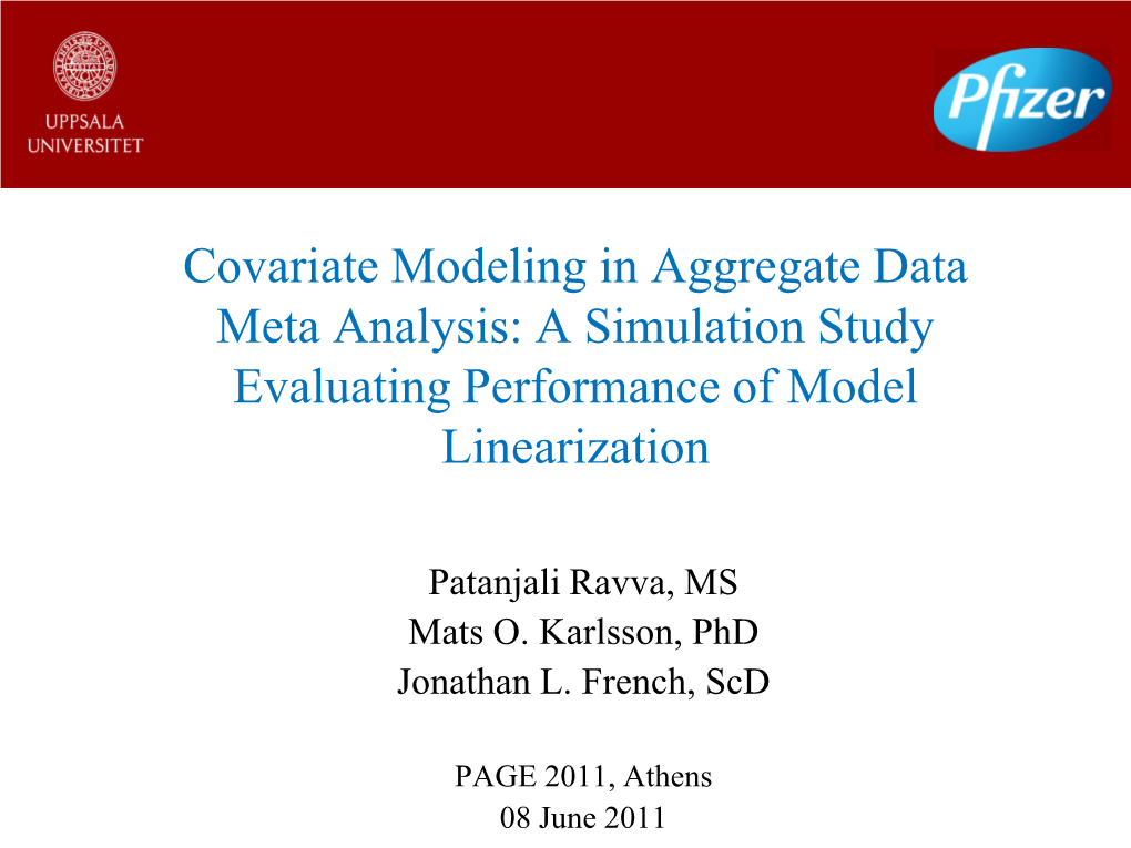 Covariate Modeling in Aggregate Data Meta Analysis: a Simulation Study Evaluating Performance of Model Linearization