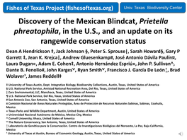 Discovery of the Mexican Blindcat, Prietella Phreatophila, in the US