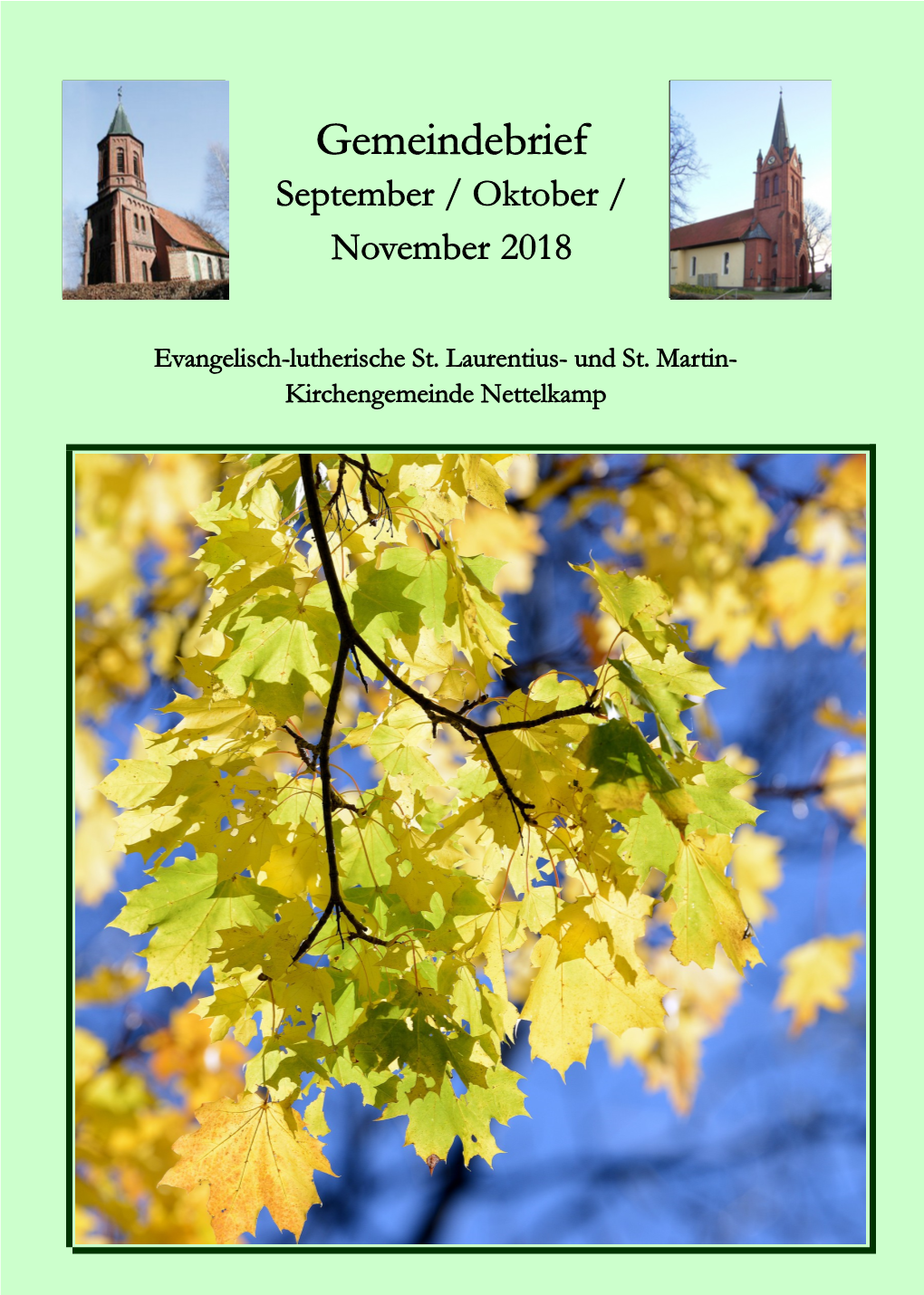 Gemeindebrief September Bis November 2018