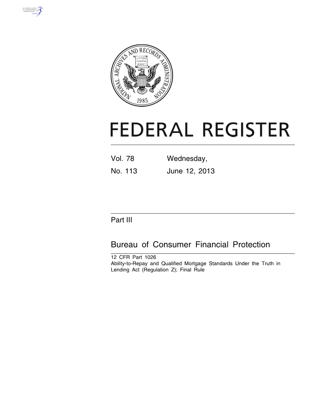Bureau of Consumer Financial Protection
