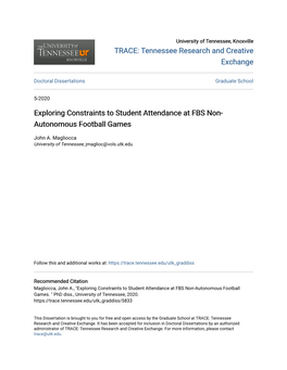 Exploring Constraints to Student Attendance at FBS Non-Autonomous Football Games