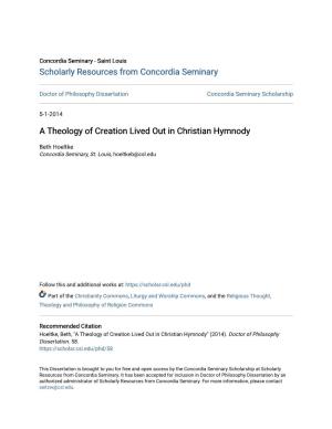 A Theology of Creation Lived out in Christian Hymnody