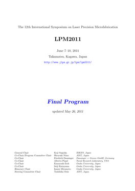 Program and Technical Digest of LPM2011