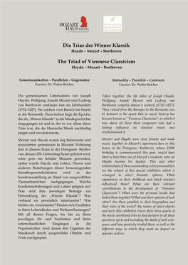 Die Trias Der Wiener Klassik the Triad of Viennese Classicism