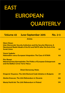 Volume 43, No. 2-3, June-September 2015