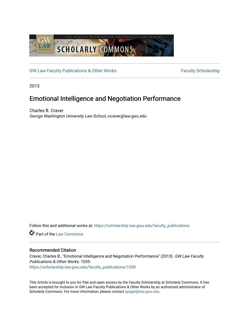 Emotional Intelligence and Negotiation Performance