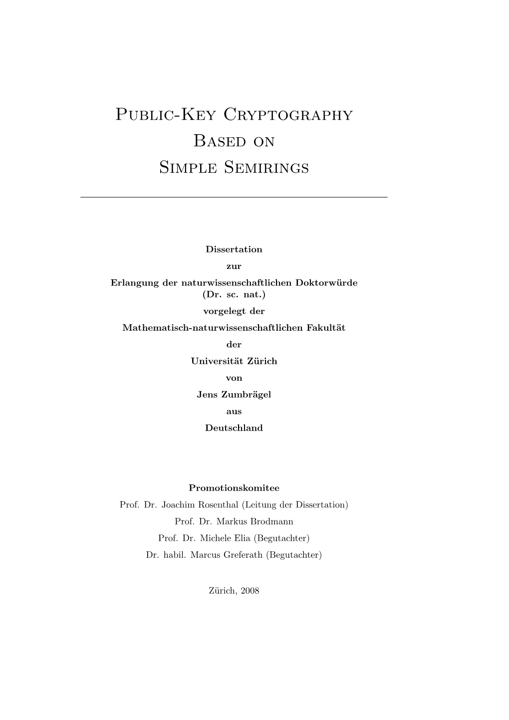 Public-Key Cryptography Based on Simple Semirings