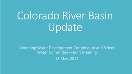 Colorado River Basin Update