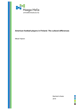 American Football Players in Finland: the Cultural Differences