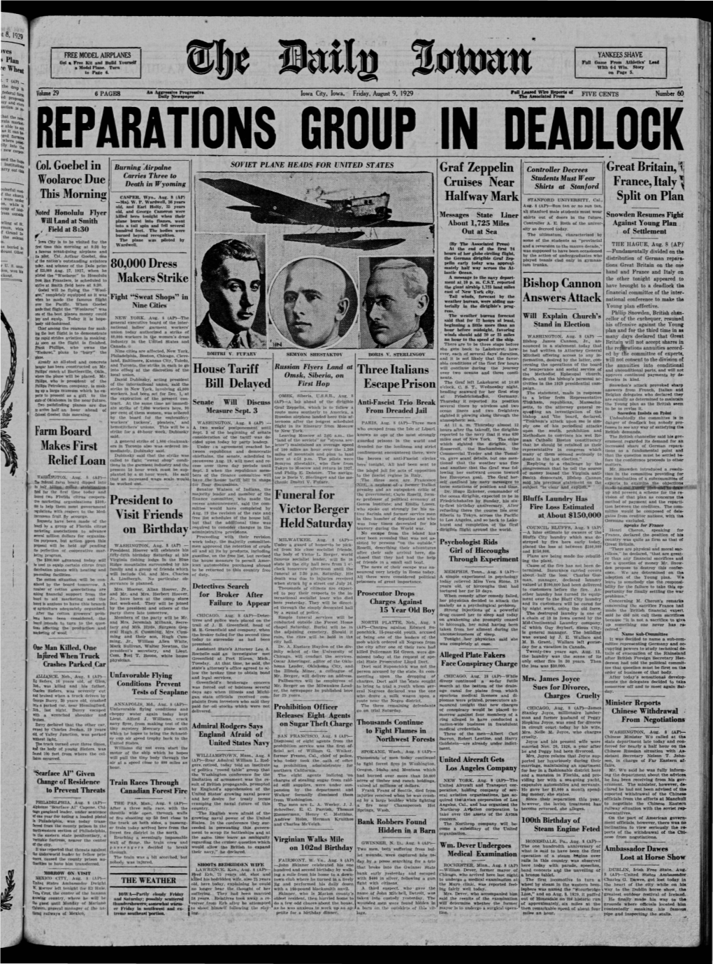 Daily Iowan (Iowa City, Iowa), 1929-08-09