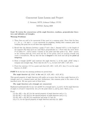 Concurrent Lines Lesson and Project