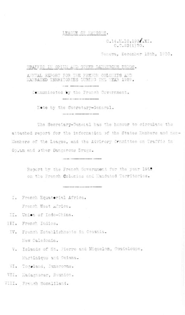 LEAGUE of NATIONS. C.14.M.10.195/.XI. O.C.23(I)20. Geneva, December 13Th, 1930. TRAFFIC in OPIUM AMD OTHER DANGEROUS DRUGS. AFFI