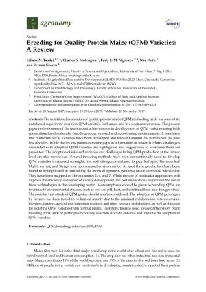 Breeding for Quality Protein Maize (QPM) Varieties: a Review
