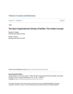 The Sport Organizational Climate of Buffalo: the Isolate Concept