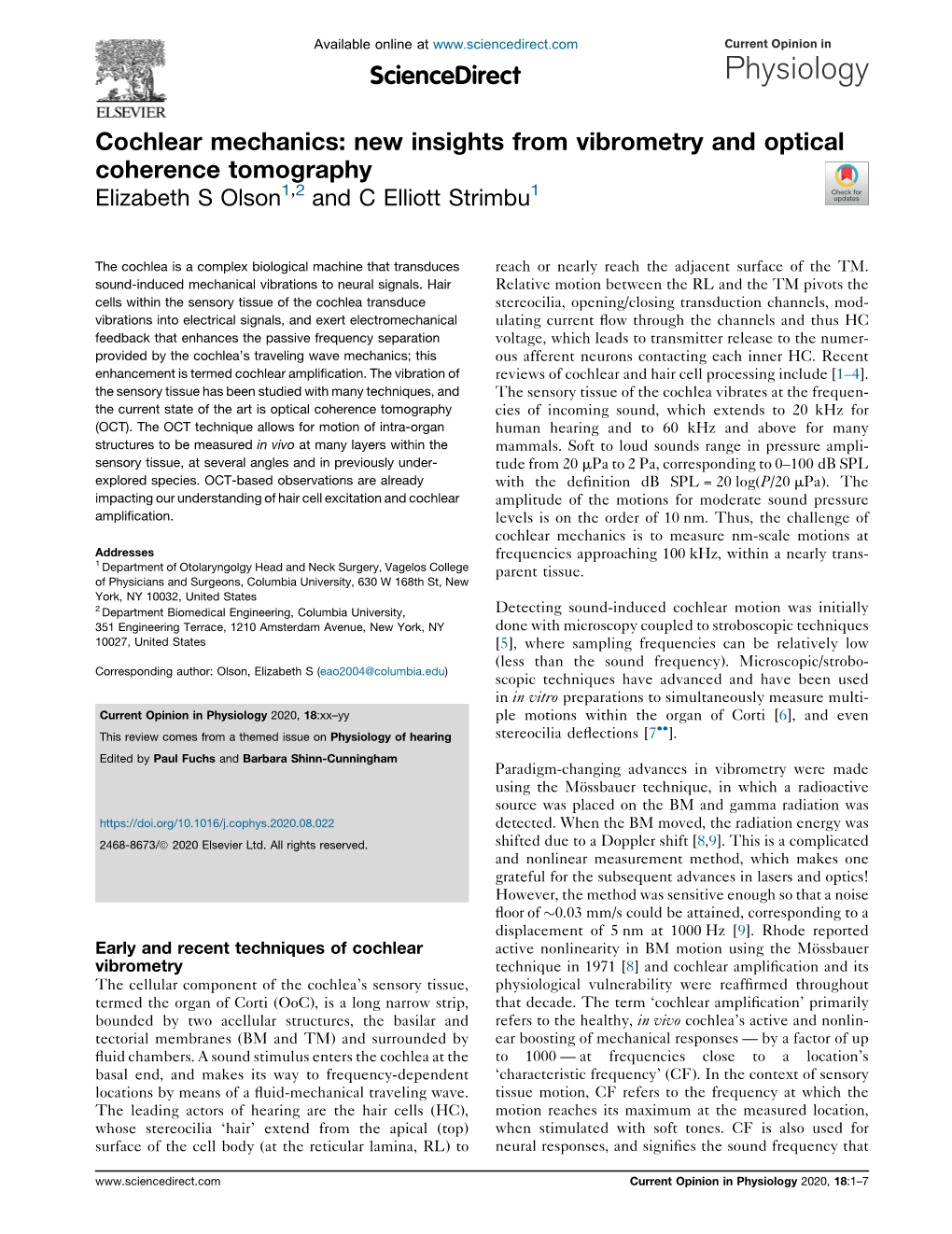 Cochlear Mechanics: New Insights from Vibrometry and Optical