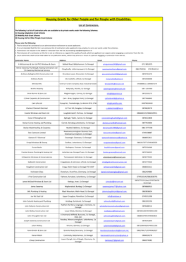 Housing Grants for Older People and for People with Disabilities