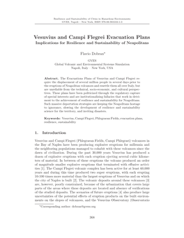 Vesuvius and Campi Flegrei Evacuation Plans Implications for Resilience and Sustainability of Neapolitans