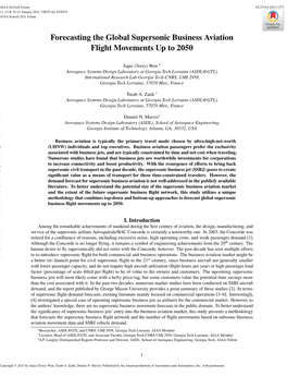 Forecasting the Global Supersonic Business Aviation Flight Movements up to 2050