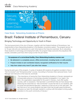 Brazil: Federal Institute of Pernambuco, Caruaru Bringing Technology and Opportunity to Youth in Prison