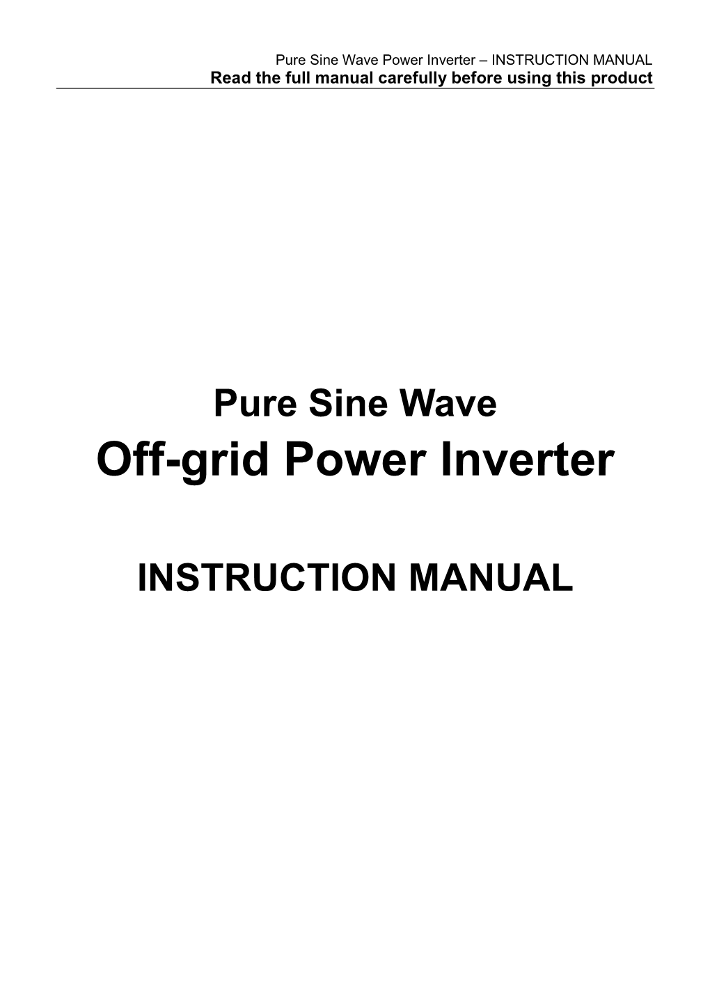 Off-Grid Power Inverter
