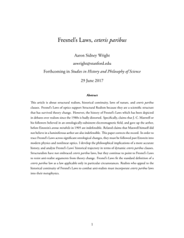 Fresnel's Laws, Ceteris Paribus