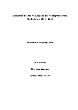 Konzeptförderung Für Die Jahre 2011 - 2014