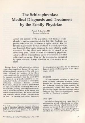 The Schizophrenias: Medical Diagnosis and Treatment by the Family Physician