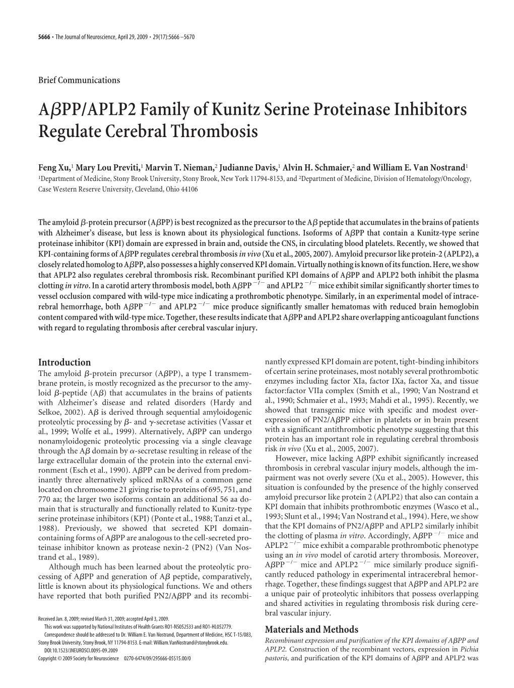 AЯPP/APLP2 Family of Kunitz Serine Proteinase Inhibitors Regulate