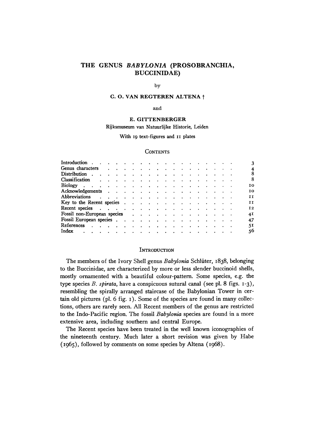 The Genus Babylonia (Prosobranchia, Buccinidae)