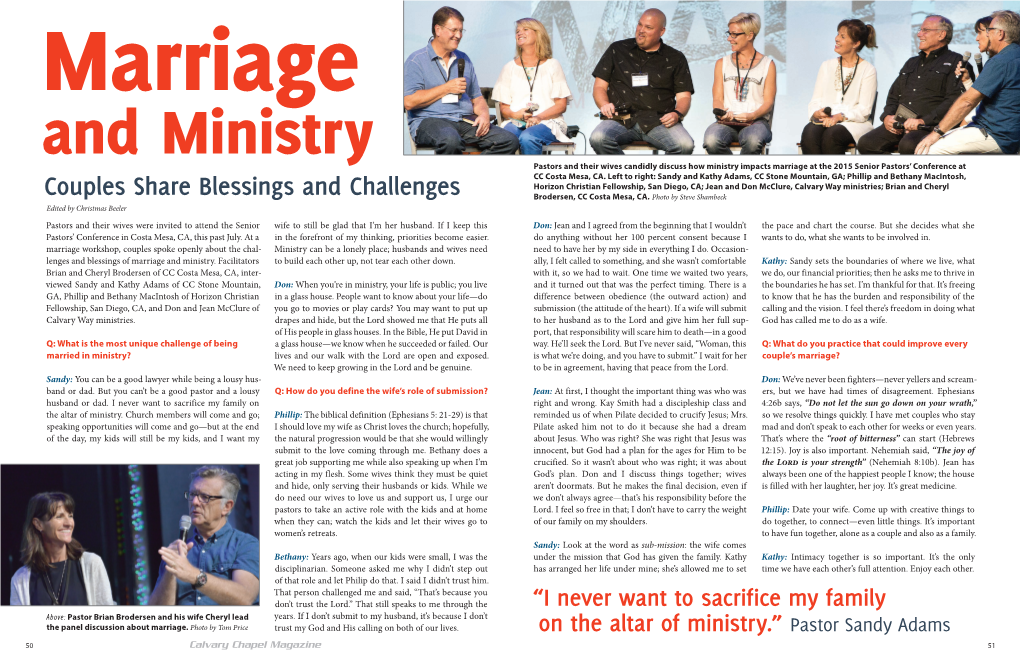 Couples Share Blessings and Challenges Brodersen, CC Costa Mesa, CA