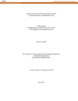 Student Learning on Faculty-Led Study Abroad: a Qualitative Study of Stakeholder Views