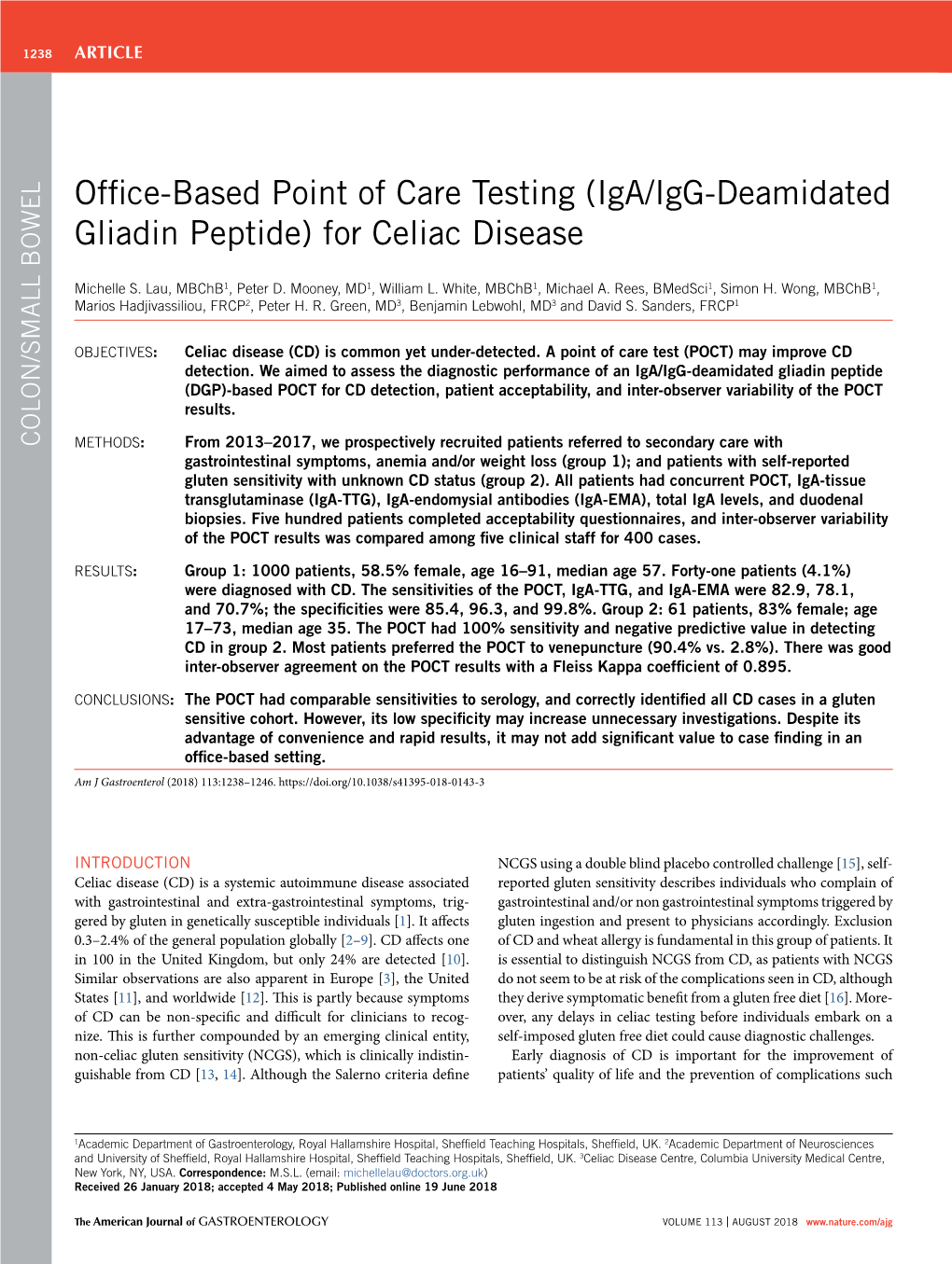 Iga/Igg-Deamidated Gliadin Peptide) for Celiac Disease