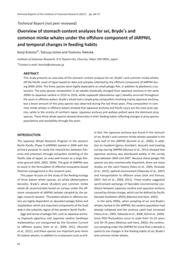 Overview of Stomach Content Analyses for Sei, Bryde S and Common Minke