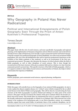 Why Geography in Poland Has Never Radicalized