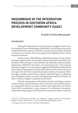 Mozambique in the Integration Process in Southern Africa Development Community (Sadc)