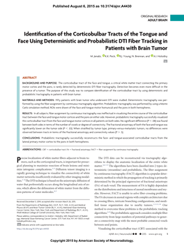 Identification of the Corticobulbar Tracts of the Tongue and Face Using Deterministic and Probabilistic DTI Fiber Tracking in Pa