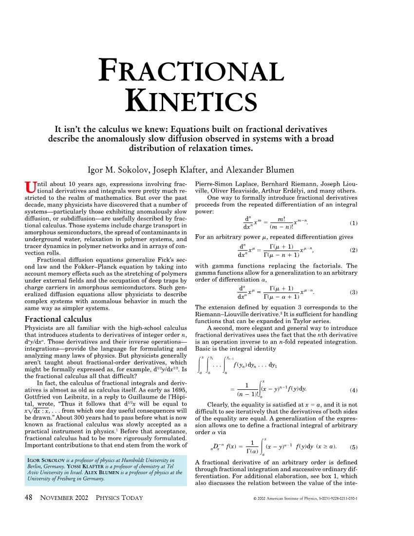 Fractional Kinetics