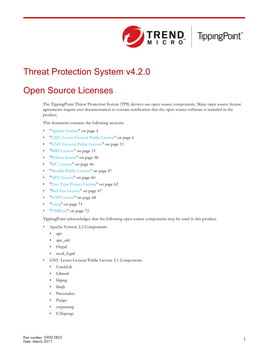 HP Tippingpoint SMS Open Source Licenses