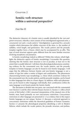 Semitic Verb Structure Within a Universal Perspective*