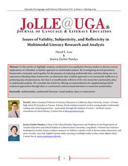 Issues of Validity, Subjectivity, and Reflexivity in Multimodal Literacy Research and Analysis